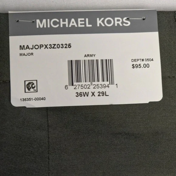 Michael Kors Dress Pants Mens 36x29 Army Green‎ Major Straight Leg Stretch NWT - Picture 4 of 6